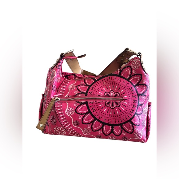Isaac Mizrahi Pink Floral leather Shoulder Bag - Picture 2 of 7